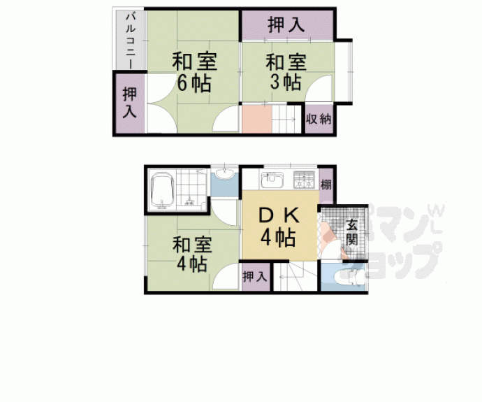 【東九条松田町貸家】間取