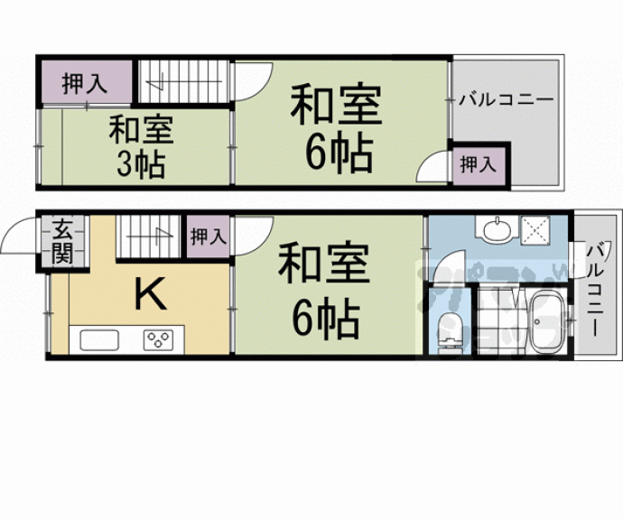 【吉祥院石原南町 連棟住宅】間取