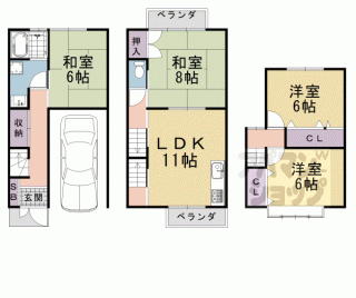 【大枝東長町貸家】