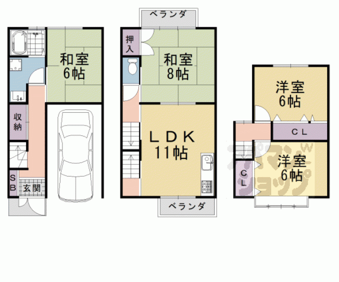 【大枝東長町貸家】間取