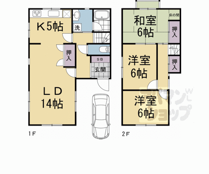 【花園大薮町貸家】間取