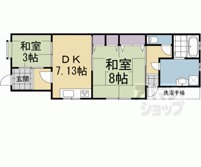 【紫野石龍町１７貸家】間取