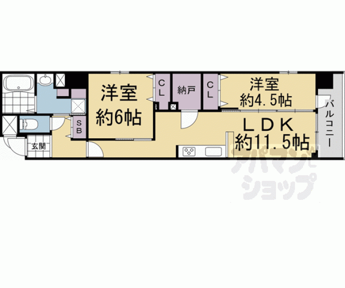 【(仮称)デュオフラッツ四条油小路】間取