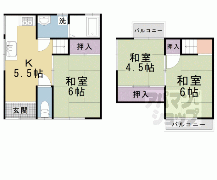【栗栖野打越町貸家】間取