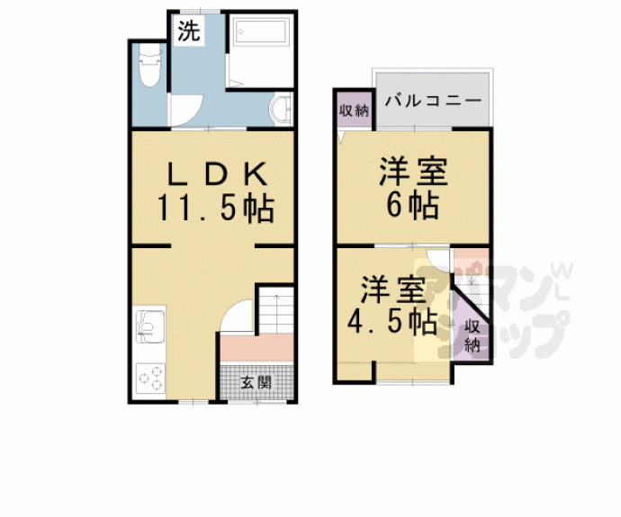 【北花山大林町テラスハウス】間取