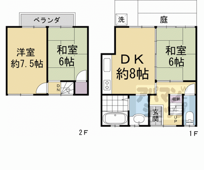 【松ケ崎柳井田町6-7貸家】間取