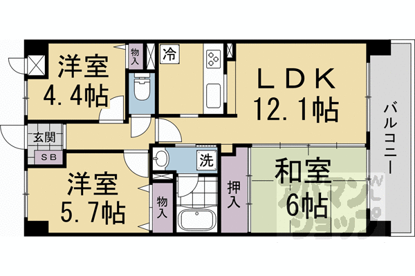 【ライオンズマンション宇治大久保】間取