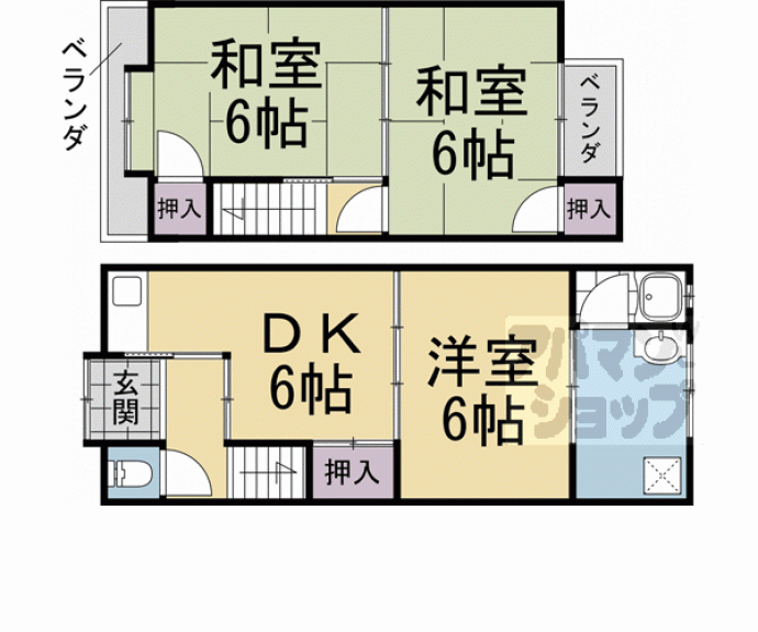 【嵯峨野神ノ木町貸家3-17】間取