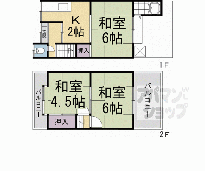 【桃山町金井戸島13-17テラスハウス】間取