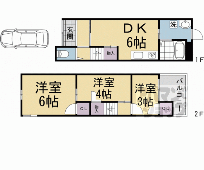 【高野泉町１１－６５貸家】間取