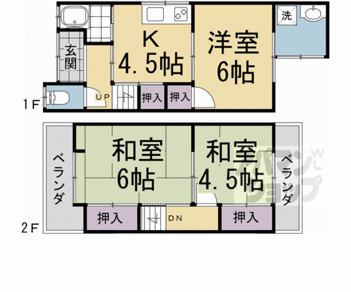 【醍醐外山街道町 3-45貸家】間取