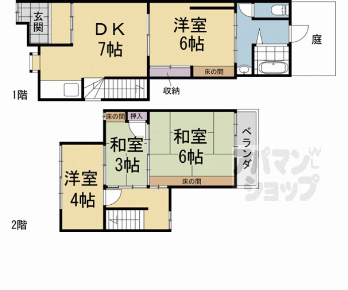 【深草秡川町 戸建】間取