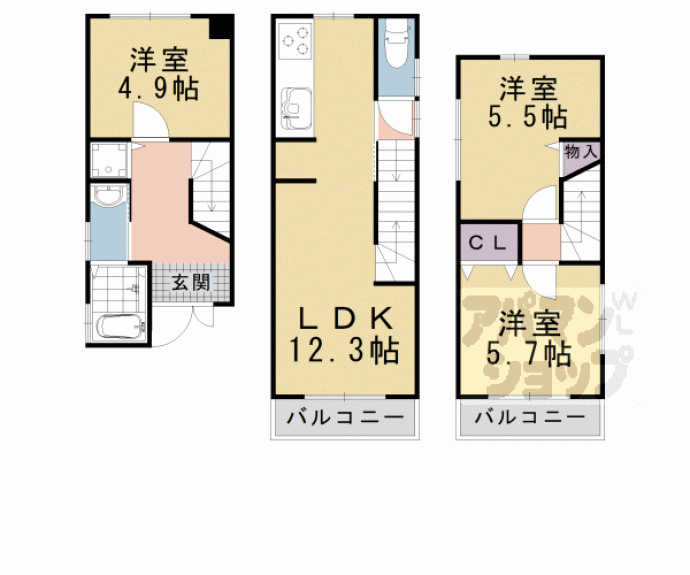 【勧修寺東堂田町貸家】間取