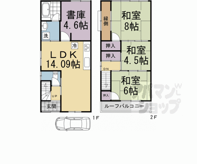【深草中ノ島町33-58貸家】間取
