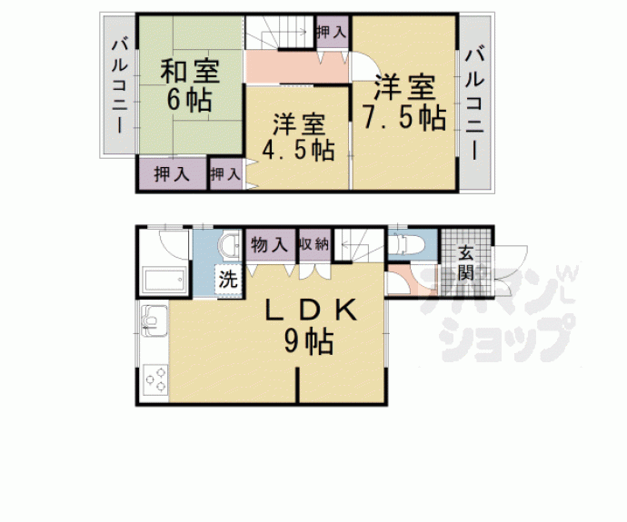 【小山南溝町貸家】間取