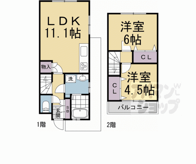 【久世殿城町31-36貸家】間取
