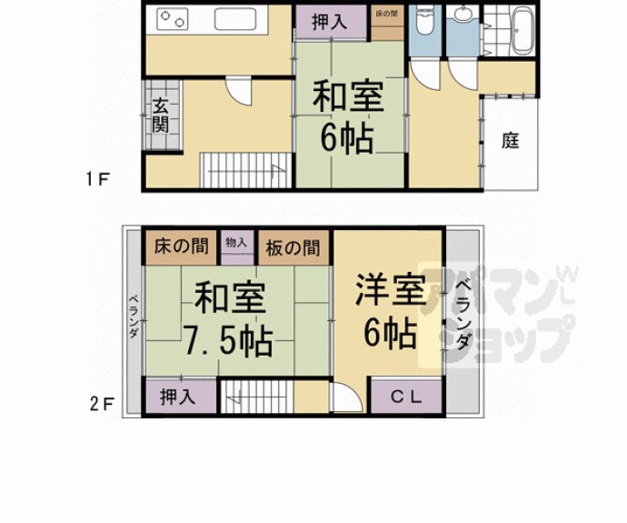 【衣笠総門町２５－４貸家】間取