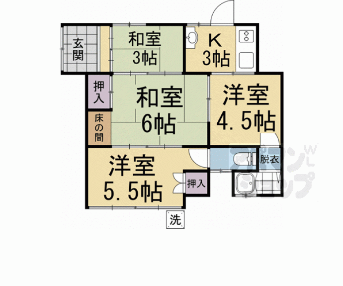 【太秦井戸ケ尻町15-1貸家】間取