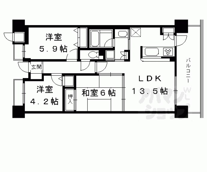 【ジオ四条桂川ＢｒｉｇｈｔＣｏｒｅ】間取