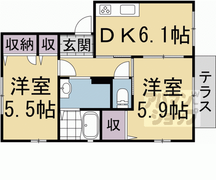 【プティメゾンかどの】間取