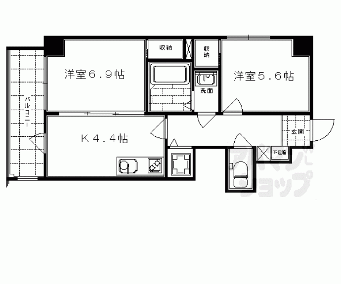 【メゾン・ド・フルール御幸町】間取