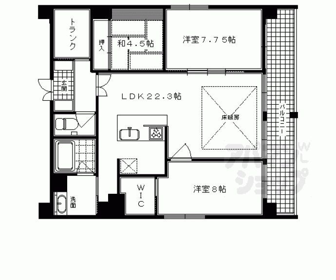 【Ｇ－ＣＲＥＳＴ京都四条烏丸】間取