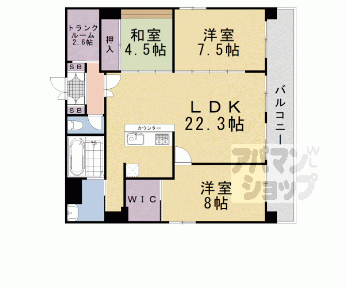 【Ｇ－ＣＲＥＳＴ京都四条烏丸】間取