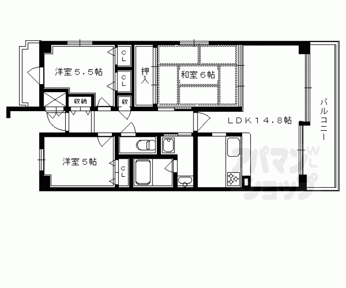 【グランコート四条烏丸】間取