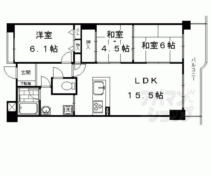 【ファミールガーデン二条駅前】間取
