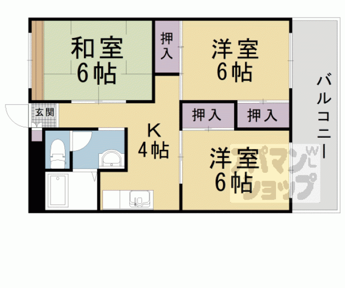 【山科団地　Ａ棟】間取