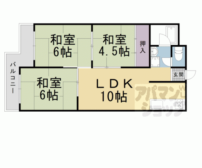 【ビューハイツ京都山科（ベルヴィ５２）】間取