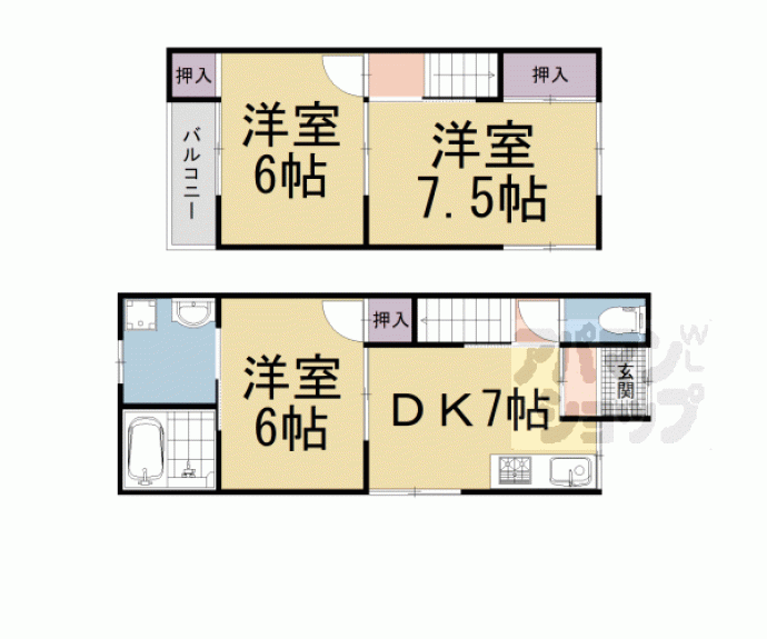 【大塚南溝町56-23貸家】間取