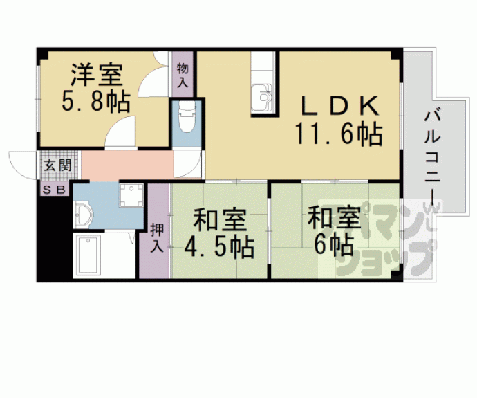 【プルーリオン椥辻】間取