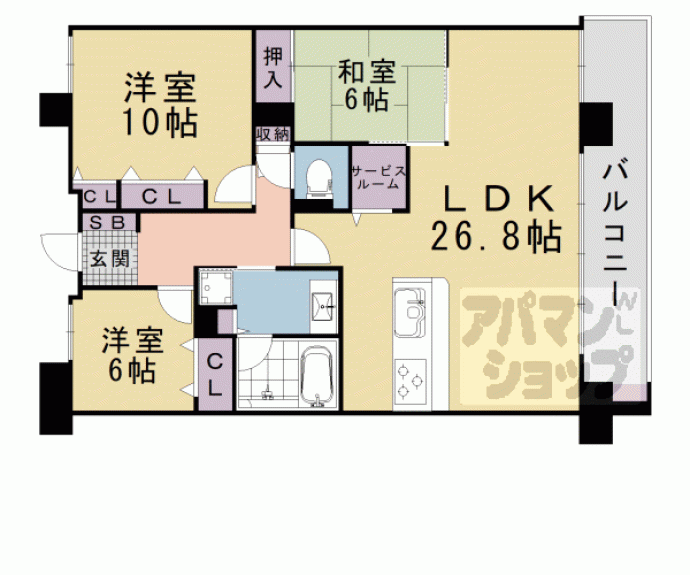 【パデシオン山科夢ヶ丘】間取