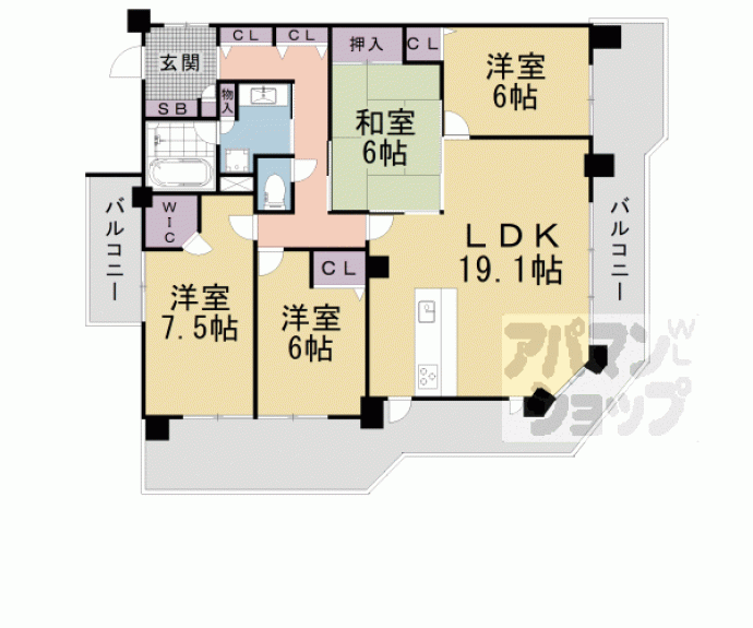 【パデシオン山科夢ヶ丘】間取