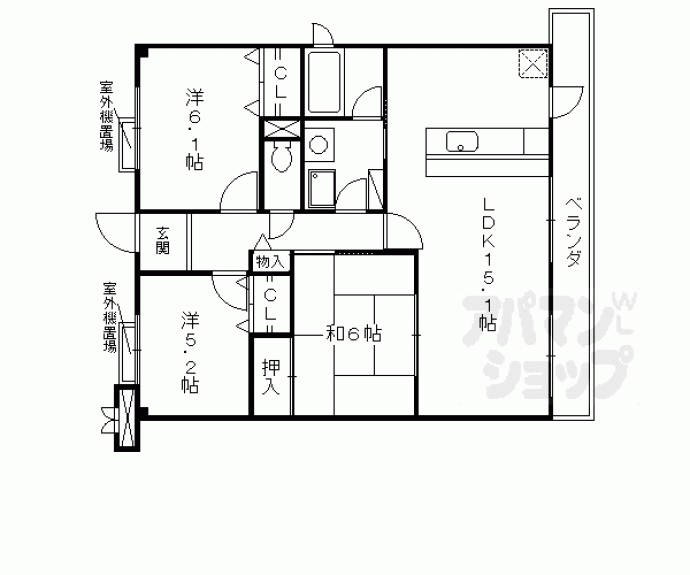 【ハーティス山科御陵Ａ棟】間取
