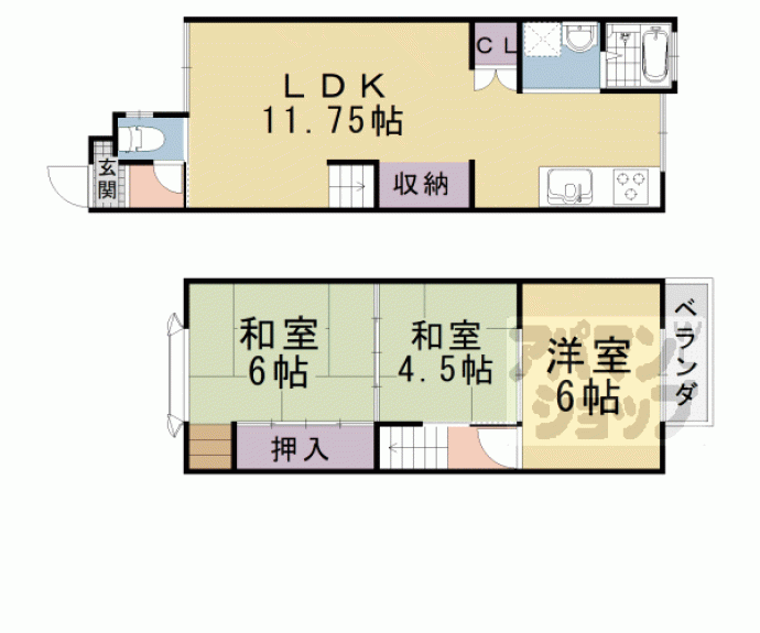 【竹鼻扇町貸家】間取