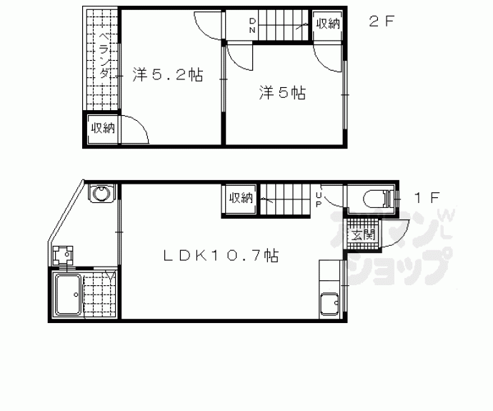【北花山市田町貸家】間取