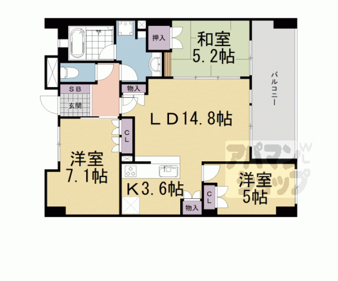 【ヴェリテ・ラウロ山科音羽川】間取