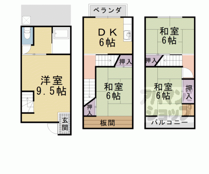 【竹鼻立原町貸家】間取