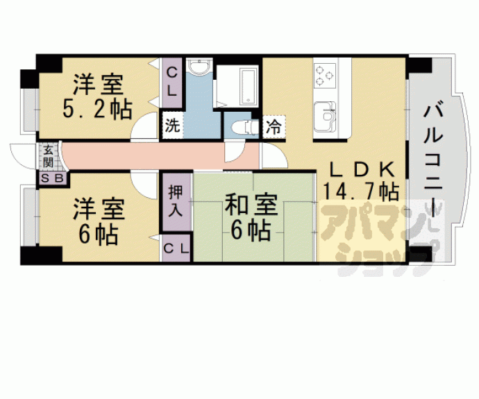 【ロータリーマンション西大津Ⅱ番館】間取