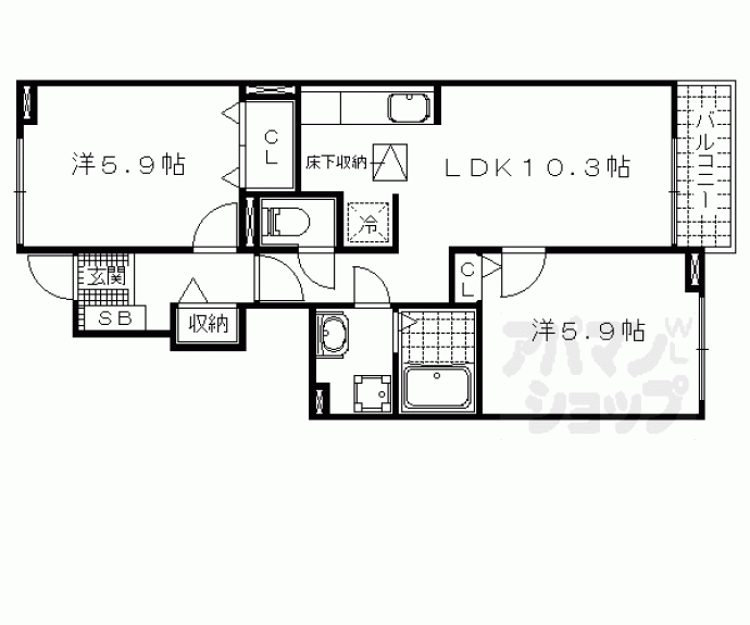 【レークサイドナカノⅡ】間取
