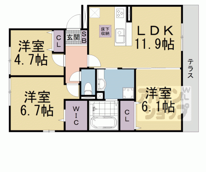 【湖城ヶ丘ハイツ 9号館】間取