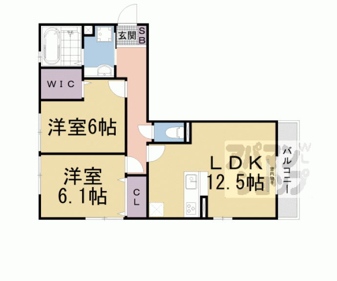 【Casa raffine 瀬田 B棟】間取