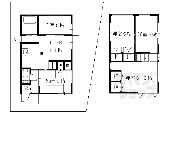 【衣笠開キ町貸家】間取