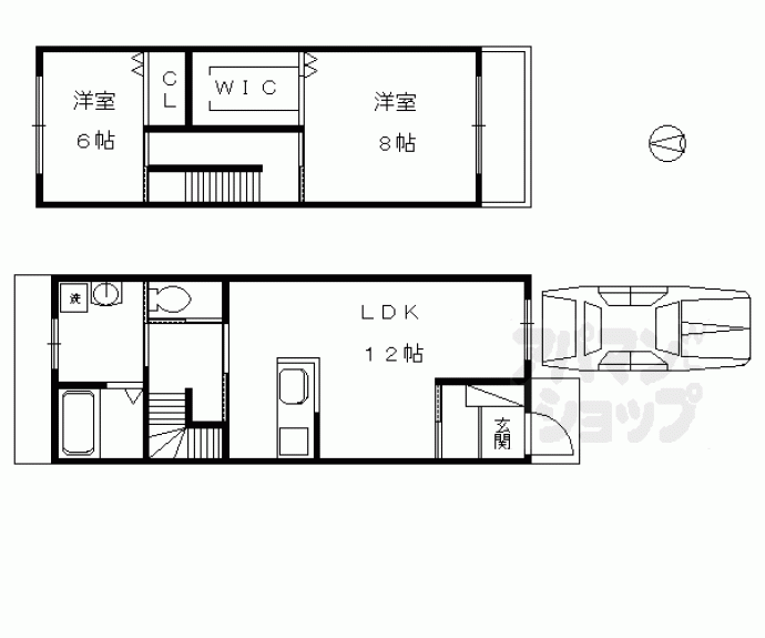 【南舟岡町貸家Ｂ】間取