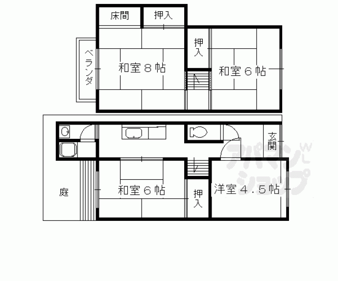【西賀茂大栗町貸家】間取