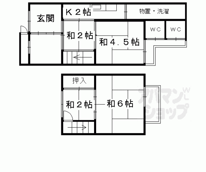【紫野南舟岡町貸家】間取