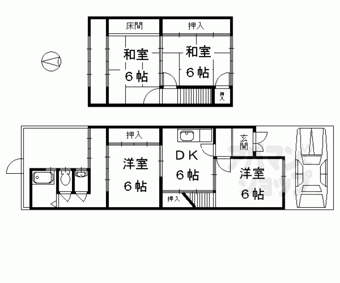 【小山北玄以町３４貸家】間取