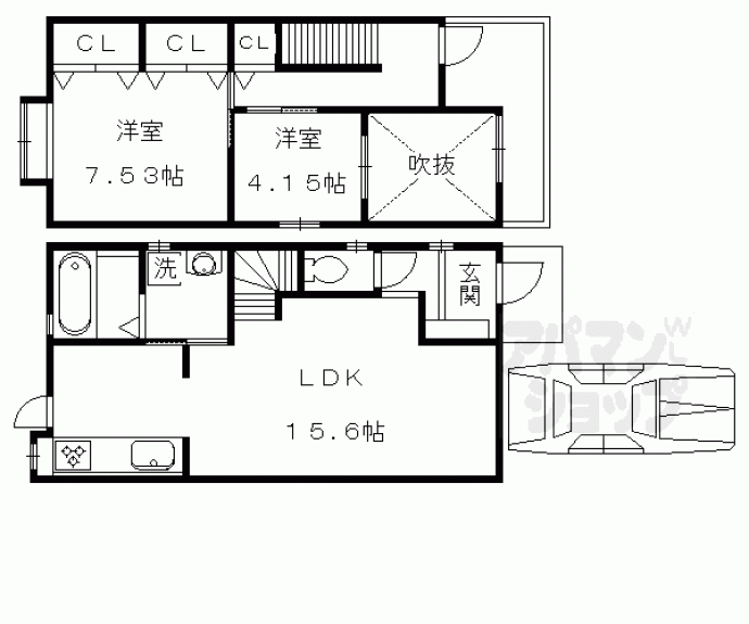 【紫野東御所田町貸家】間取